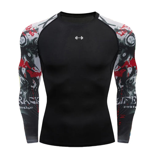 Gym Compression Dry Fit Men's Long Sleeves Fitness T-shirt Spring And