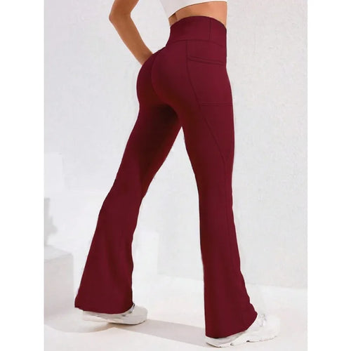 High Waist Flare Leg Yoga Pants Women with Pocket Push Up Butt