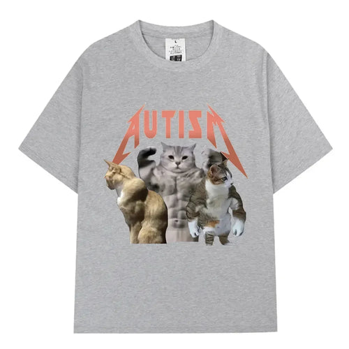 Buff Cats Autism Memory T-shirt Fitness Gym Fashion Hip Hop Short