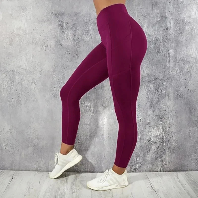 Yoga Fitness Women Leggings High Waist Tights with Pocket Gym Workout