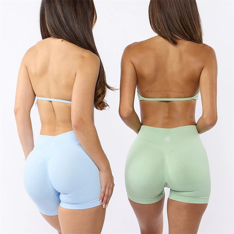 Bum Impact Bra and Shaping Short Set Women Backless Bra & Sports Shorts Sexy Female Seamless Yoga Sportswear Underwear Clothes - ALMASTRONG