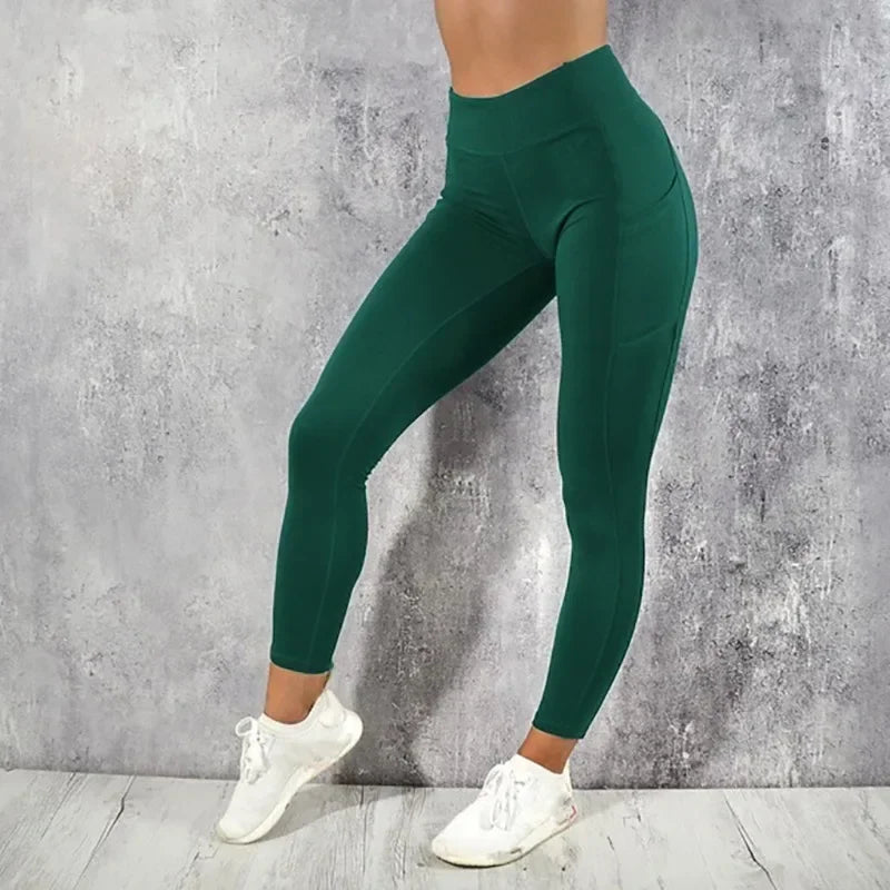 Yoga Fitness Women Leggings High Waist Tights with Pocket Gym Workout