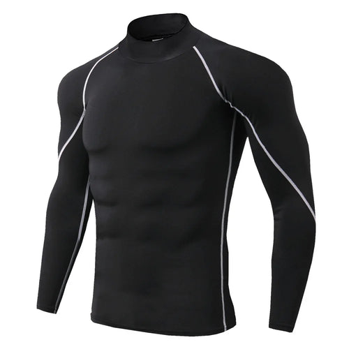 Men Bodybuilding Sport T-shirt Quick Dry Running Shirt Long Sleeve