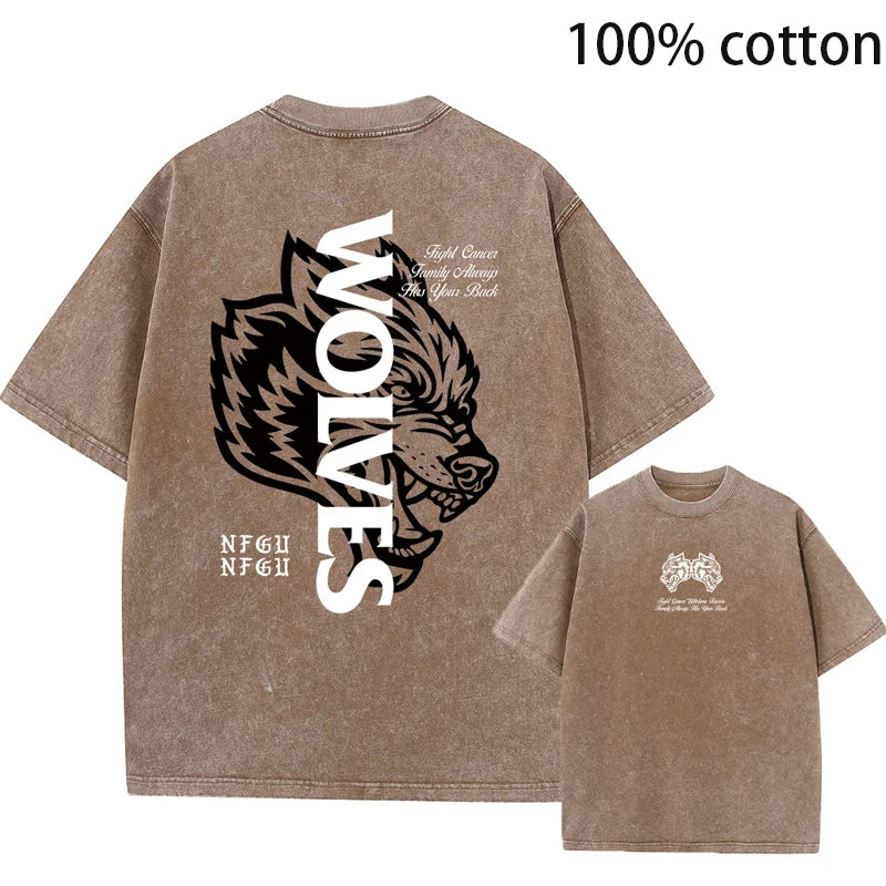 Plus-Size Dark Fitness Retro Campus Print 100% Cotton Men's