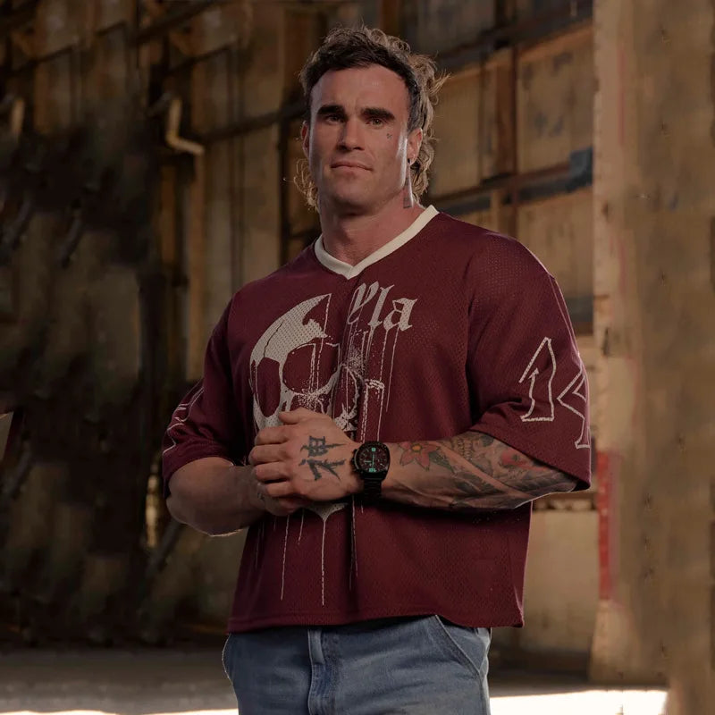 ALMASTRONG Men’s Oversized Mesh T-Shirt – Quick-Dry Sports Fitness Top