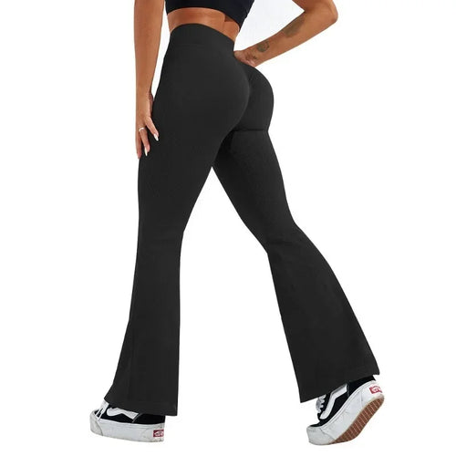 Sexy Slim Flared Pants Cross Waist Legging Women Seamless Gym Running