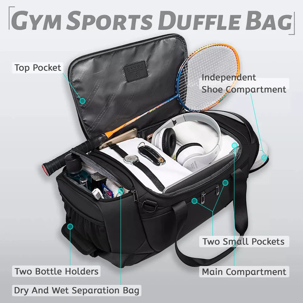 BANGE Men’s Waterproof Gym Bag – Fitness & Outdoor Training Duffel