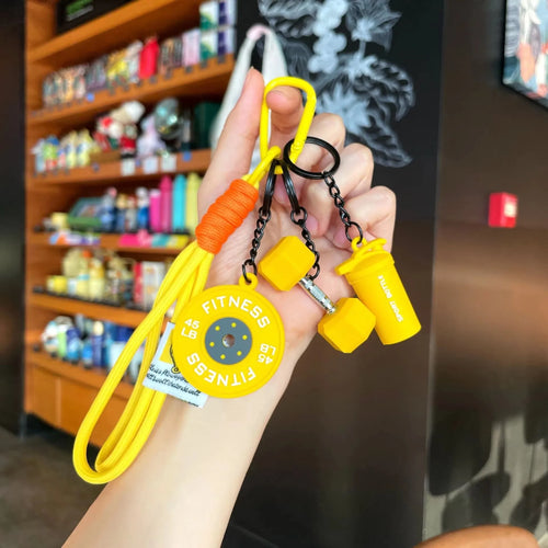 2025 HOT! Fitness Keychain Gym Barbell Key chain Weightlifting Keyring