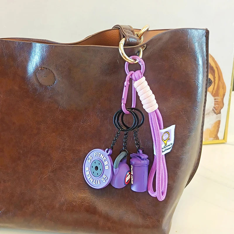 2025 HOT! Fitness Keychain Gym Barbell Key chain Weightlifting Keyring