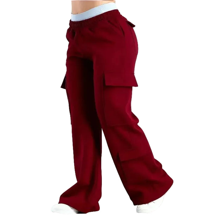 Women’s high-waist wide-leg cargo pants by ALMASTRONG featuring utility style and streetwear-inspired design.