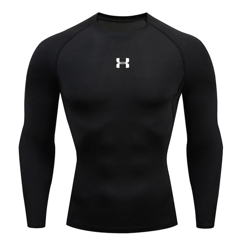 Men Running Compression T-shirt Long sleeves Sport Tees Gym Fitness
