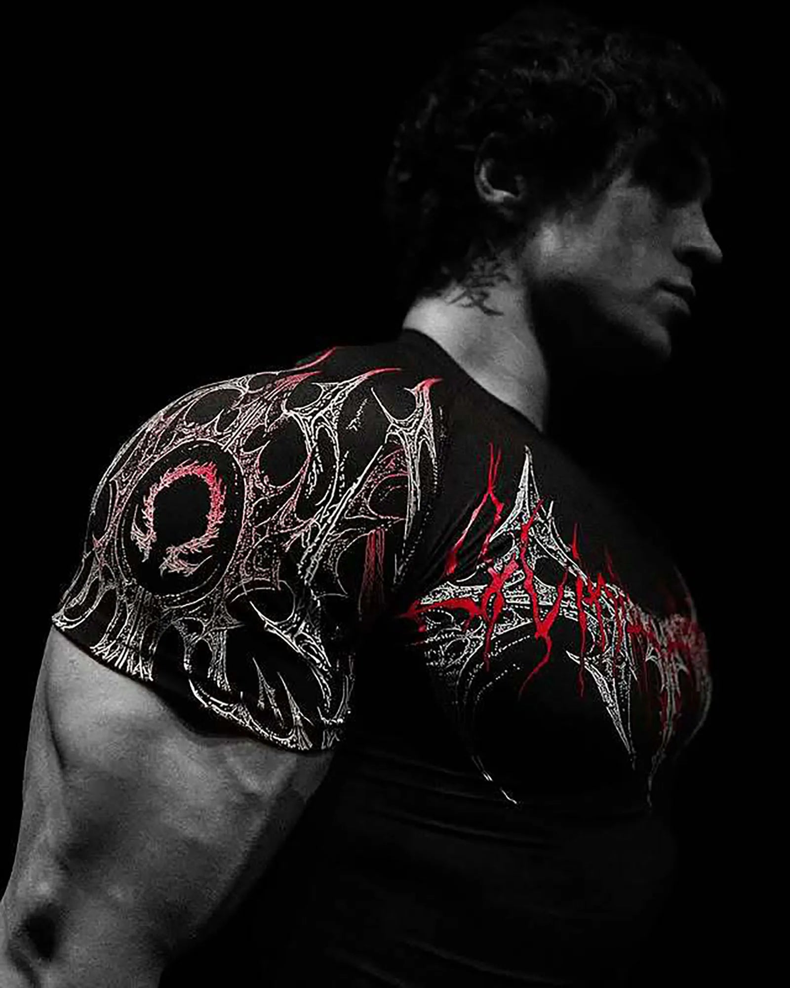 ALMASTRONG Men’s Gothic Gym T-shirt