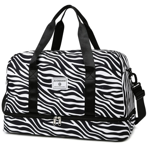 Spacious & Durable Women's Carry-On Travel Bag with Animal Print Nylon