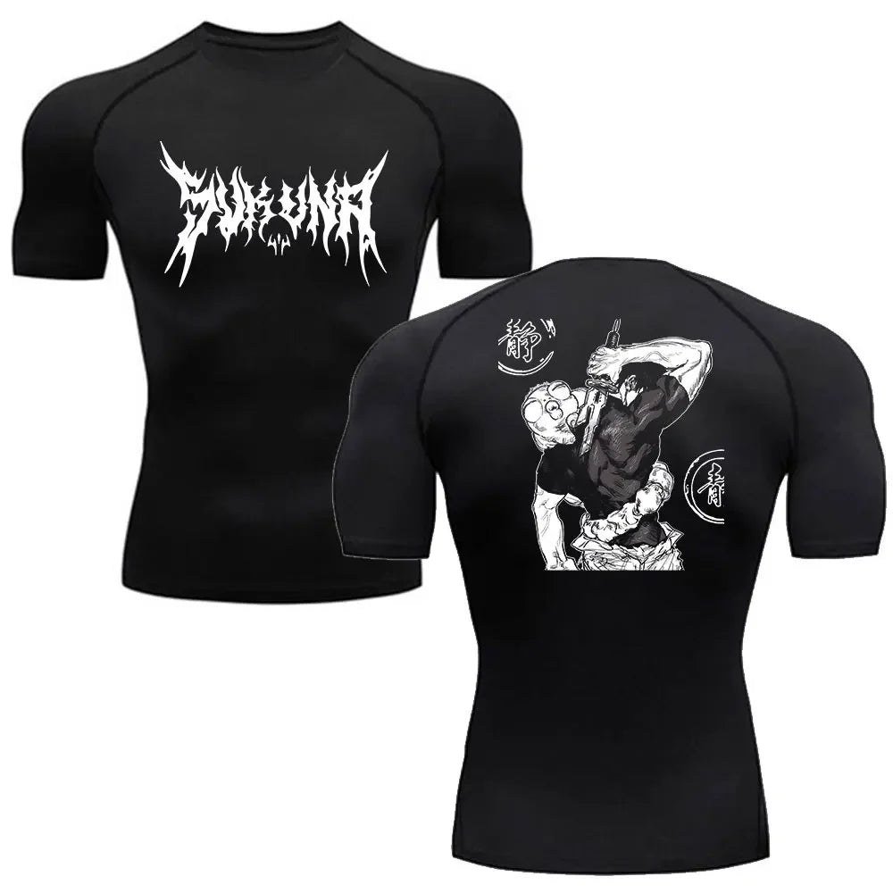 Anime Jujutsu Kaisen Compression Shirt Men Fitness Gym Sport Running T-Shirt Rashgard Tops Tee Quick Dry Short Sleeve T-Shirt - ALMASTRONG