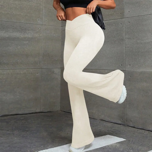 Sexy Slim Flared Pants Cross Waist Legging Women Seamless Gym Running