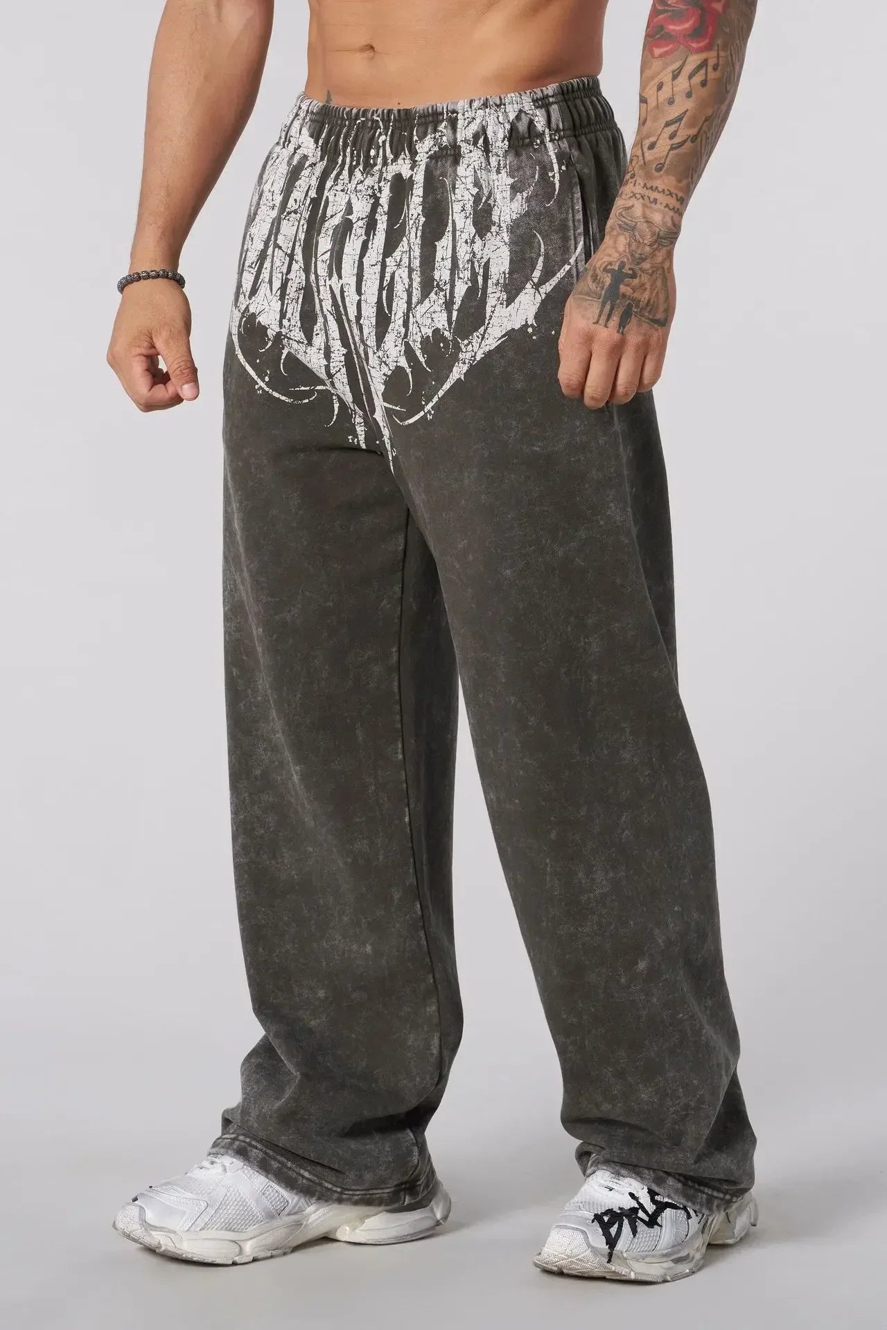 Men's straight legs wide pants fitness training casual sports outdoor running trousers fashion American style brand sports pants - ALMASTRONG