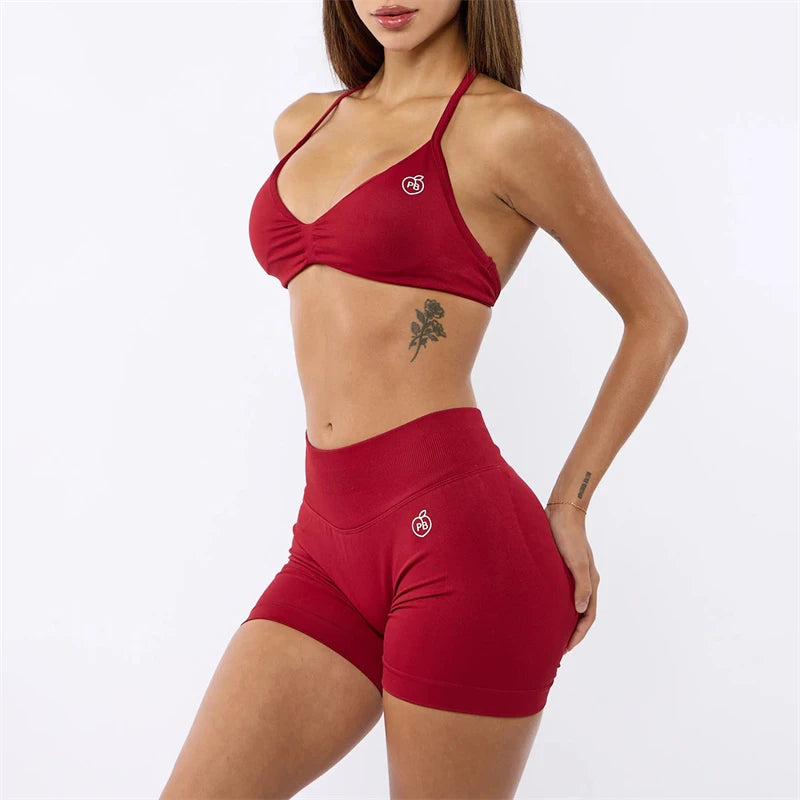 Bum Impact Bra and Shaping Short Set Women Backless Bra & Sports Shorts Sexy Female Seamless Yoga Sportswear Underwear Clothes - ALMASTRONG