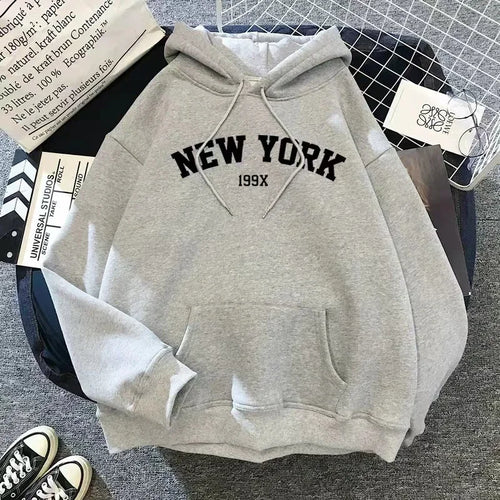 Women’s Gym Hoodie – New York Letter Sweatshirt
