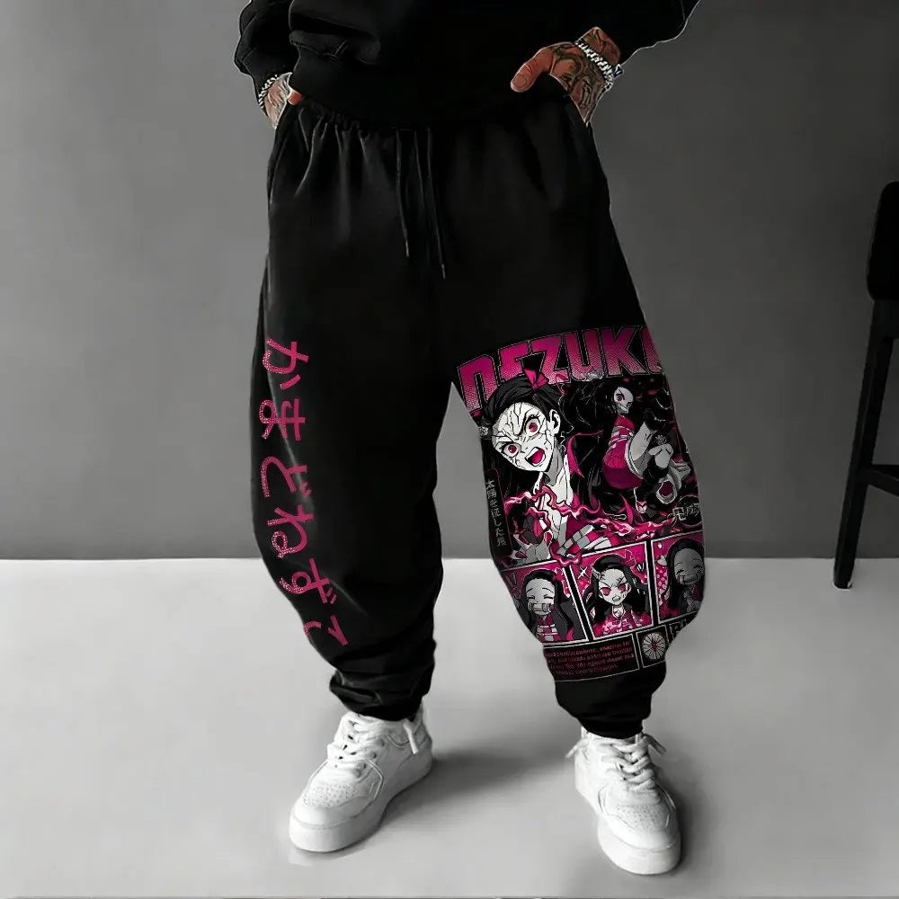 Demon Slayer Anime Print Gym Pants Men Women Streetwear Casual