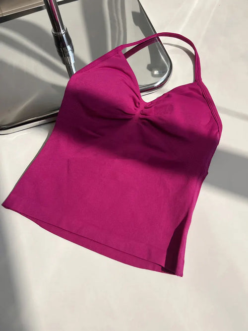 ALMASTRONG Women’s Seamless Longline Yoga Tank – Strappy Gym Top