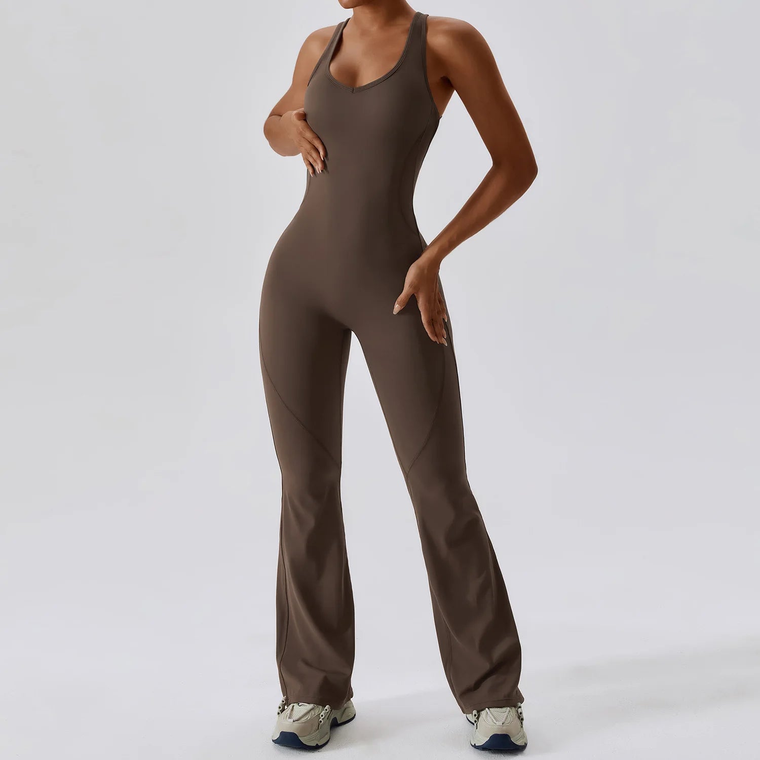 ALMASTRONG women's sports jumpsuit and yoga set, stretchy gym romper for fitness and training, comfortable workout bodysuit.