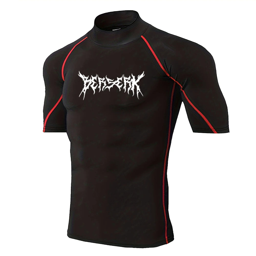 Summer Gym Fitness Stretch Top Men's Anime Compression Shirt Jiu-Jitsu