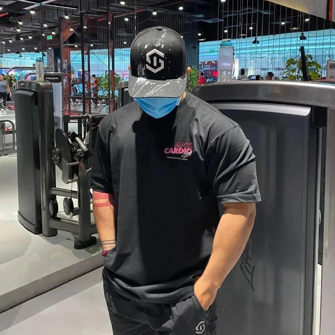ANTI CARDIO Casual Oversized short sleeves cotton t shirt Gym Fitness