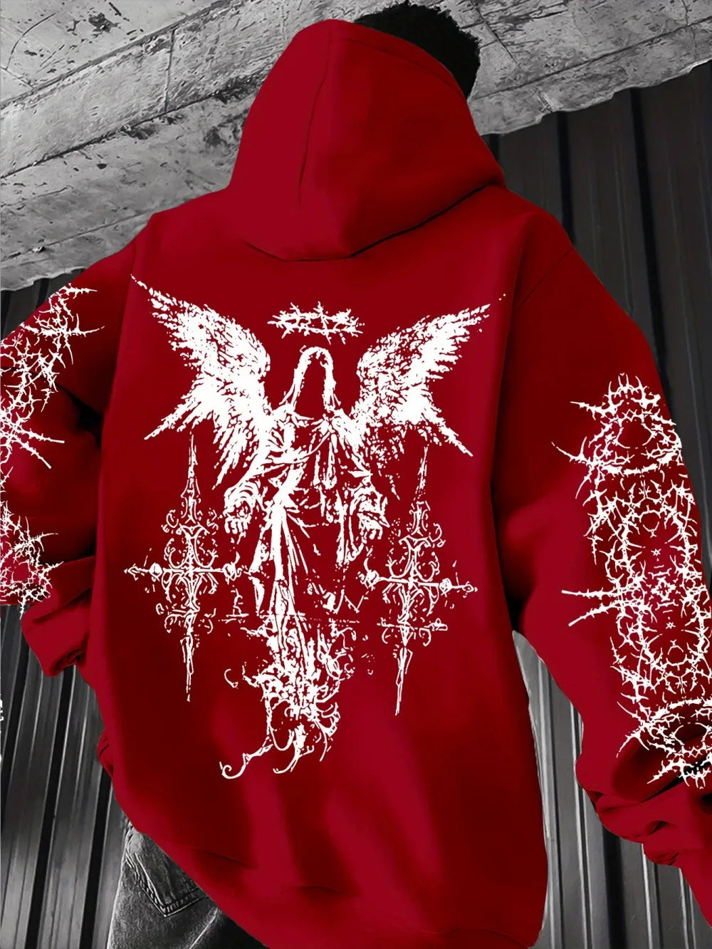 Gothic Style Angel Print Hoodies Men Women Outdoor Street Casual Sport Trend Hip-hop Couple Long-sleeve Autumn Winter Sweatshirt - ALMASTRONG