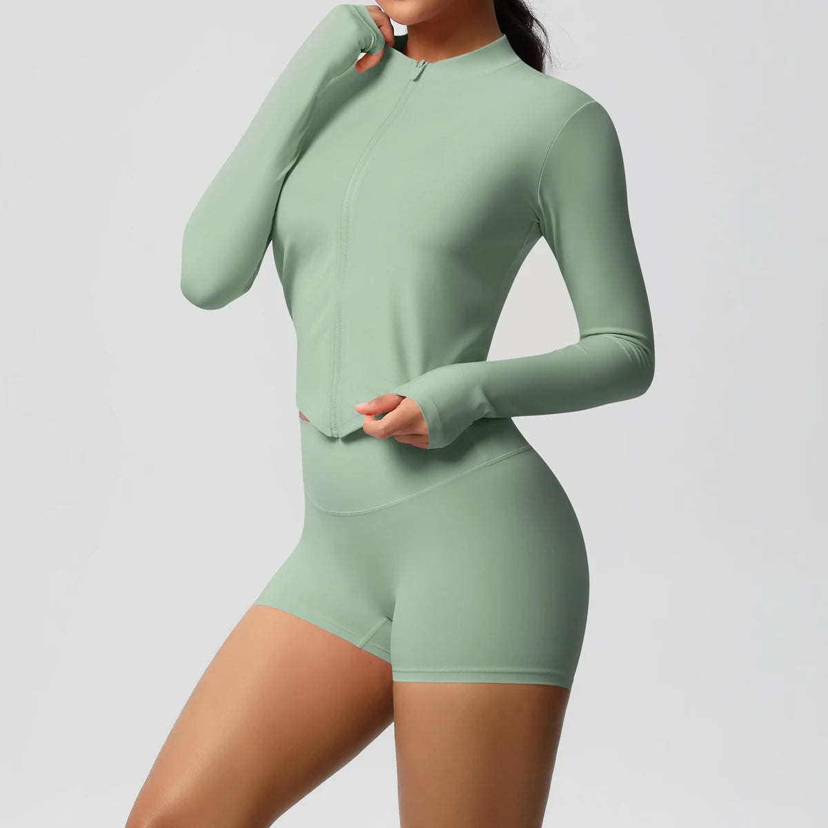 ALMASTRONG Women’s Yoga Set – Zipper Jacket & Hip-Lifting Leggings