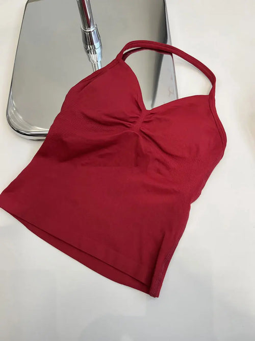 ALMASTRONG Women’s Seamless Longline Yoga Tank – Strappy Gym Top