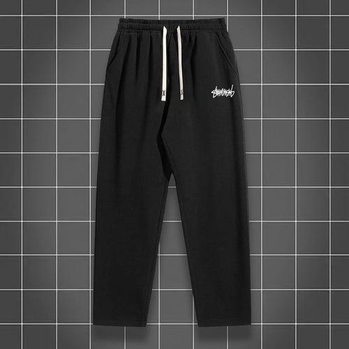 Men's solid color straight leg jogging pants, suitable for casual