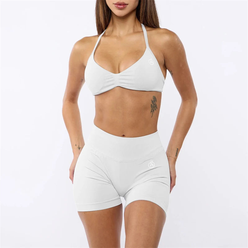 Bum Impact Bra and Shaping Short Set Women Backless Bra & Sports Shorts Sexy Female Seamless Yoga Sportswear Underwear Clothes - ALMASTRONG