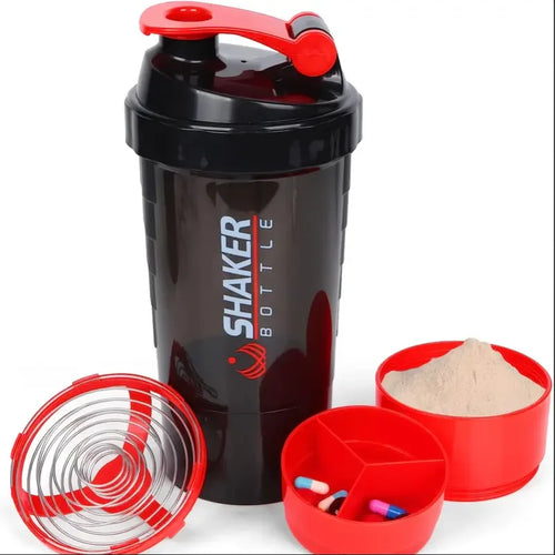Shaker Bottle With Power Container 2 Tiers Protein Shakes Powder