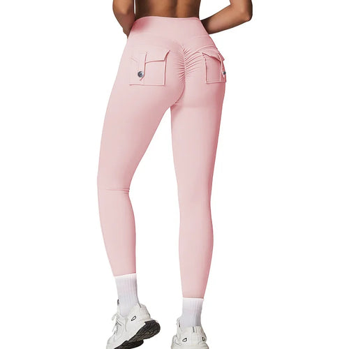 Fitness Yoga Leggings for Women Pocket Scrunched Gym Leggings High