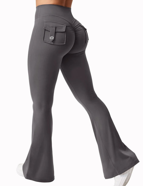 Women’s High Waisted Cargo Leggings – Booty Lift & Flare Fit