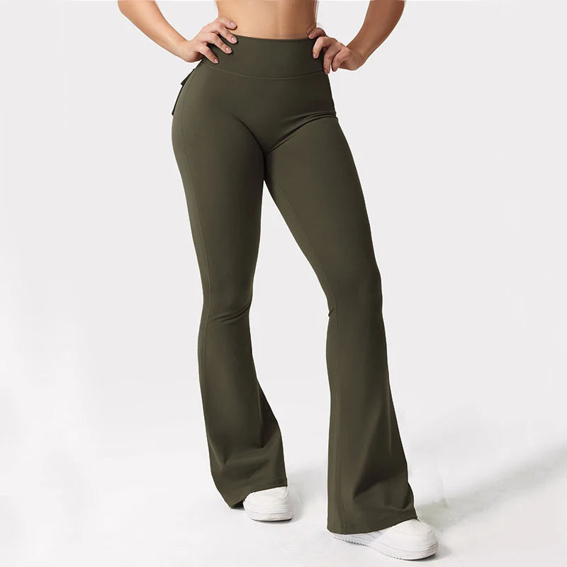 Women’s High Waisted Cargo Leggings – Booty Lift & Flare Fit