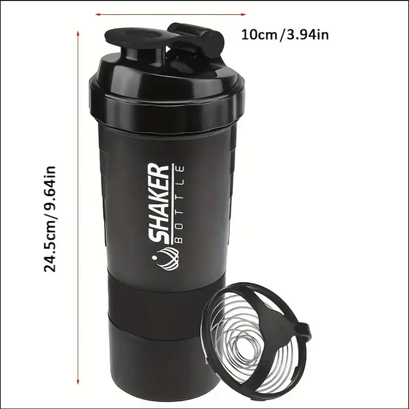 Shaker Bottle With Power Container 2 Tiers Protein Shakes Powder
