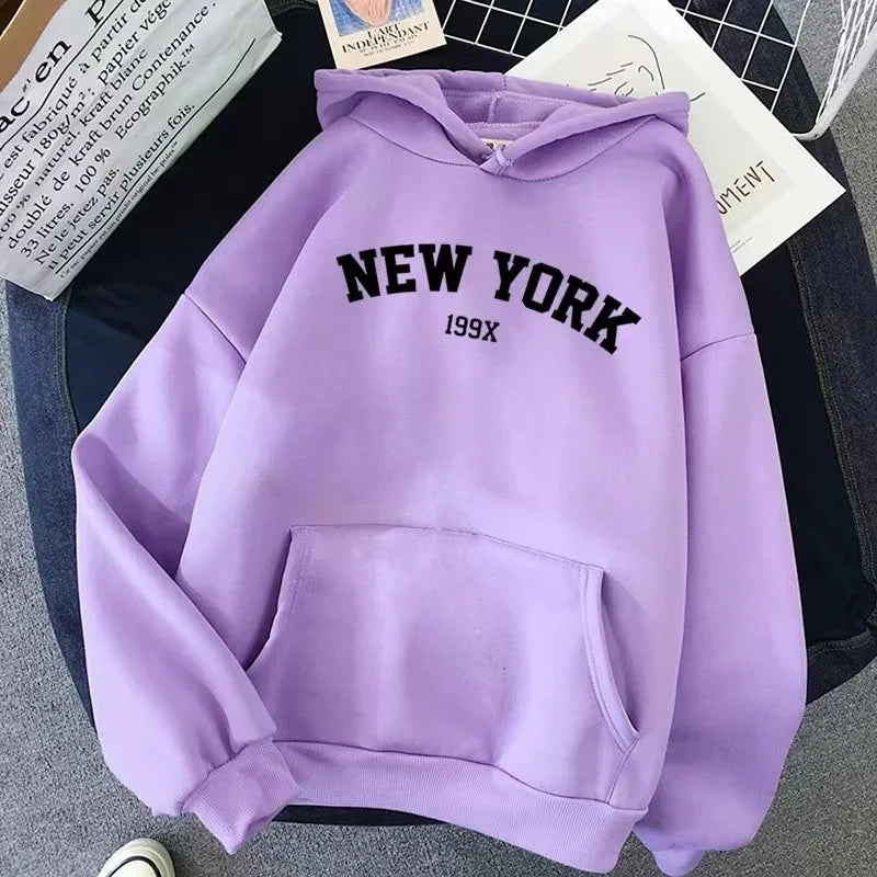 Women’s Gym Hoodie – New York Letter Sweatshirt