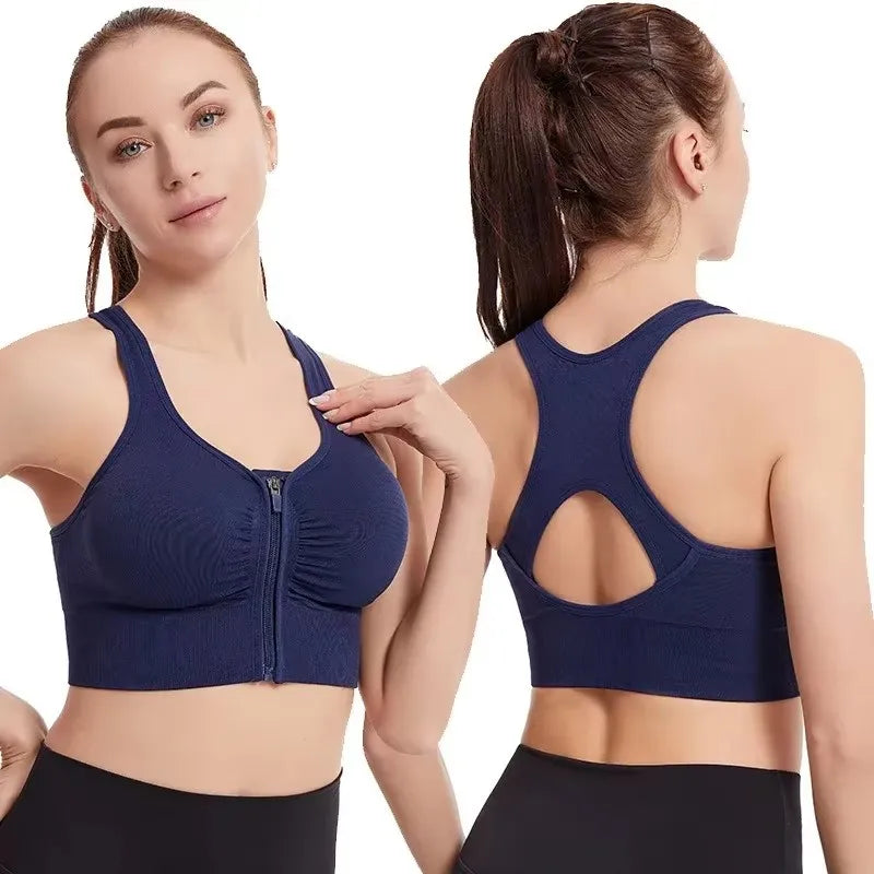 Women’s Front Zipper Sports Bra – Fitness Top