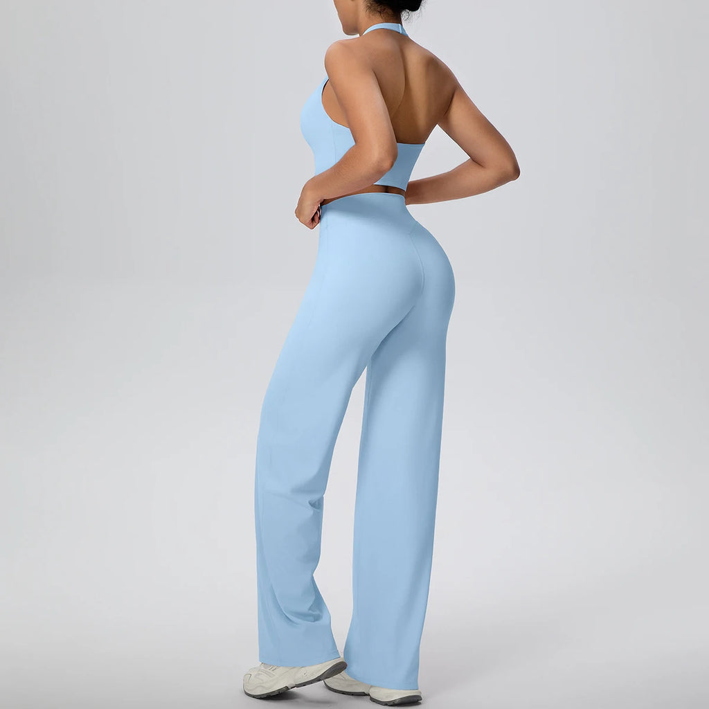 ALMASTRONG Women’s 2PCS Yoga Set – Backless Halter Bra & Pants