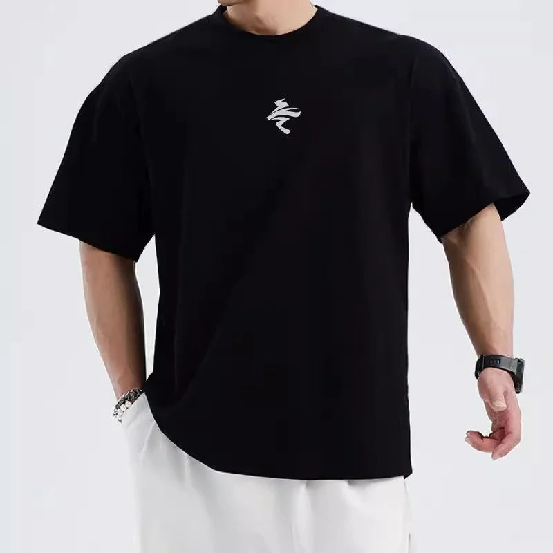 men Loose oversized short sleeved T-shirt men summer mesh sports
