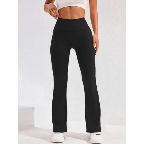 High Waist Flare Leg Yoga Pants Women with Pocket Push Up Butt