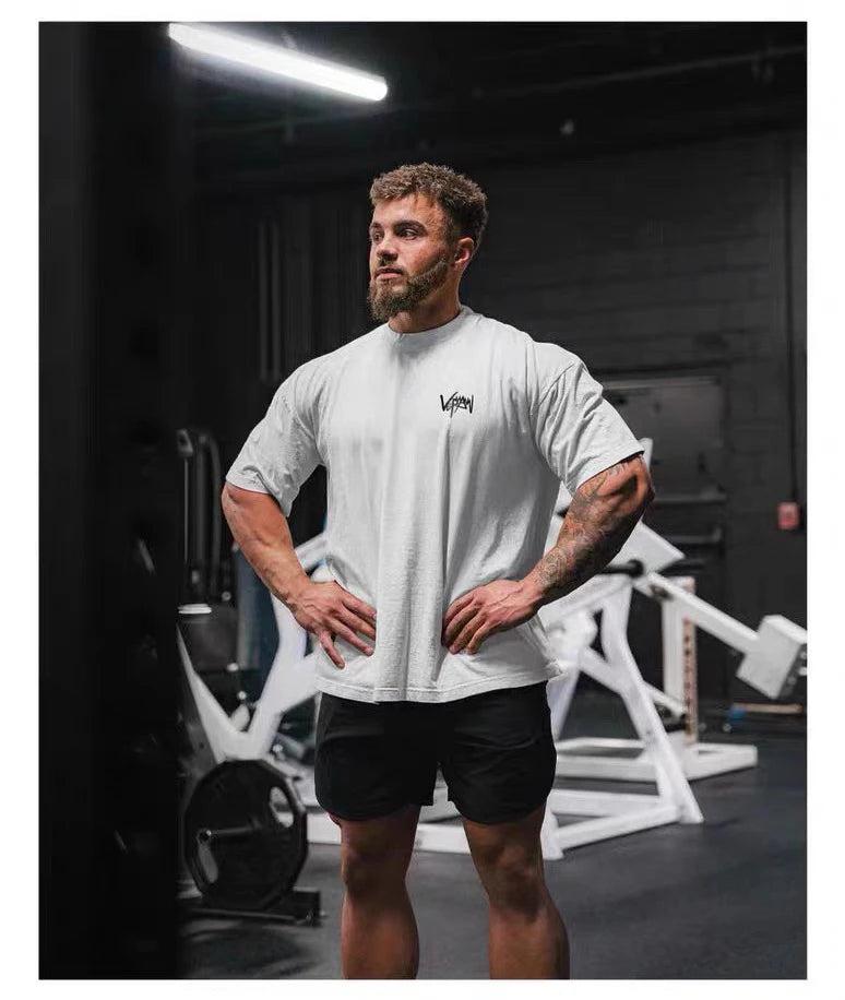 Gym Sports T-shirt Men's Summer Trend Fashion Fitness Training Short