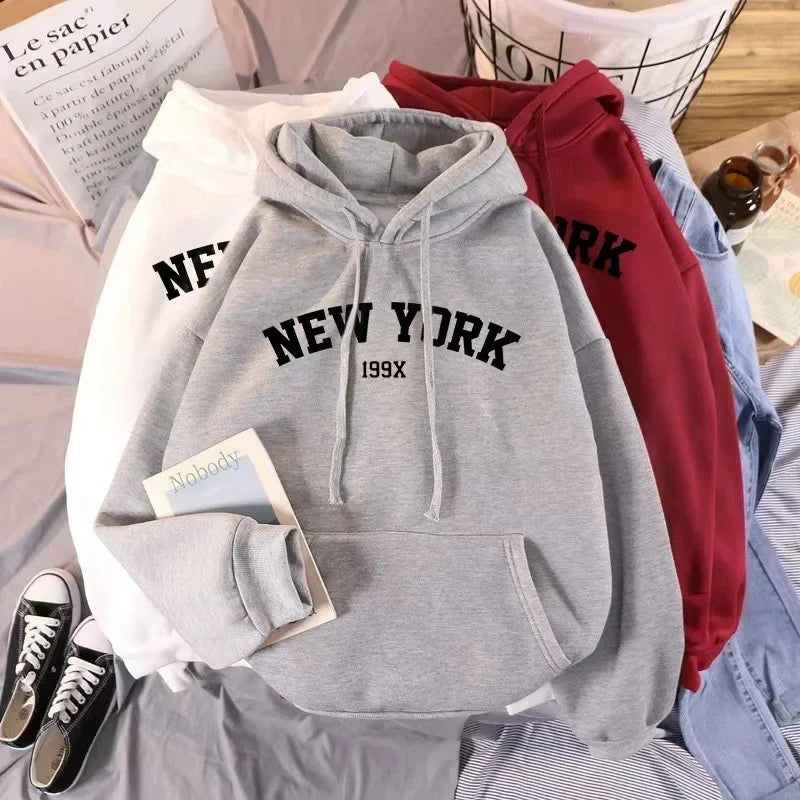 Women’s Gym Hoodie – New York Letter Sweatshirt