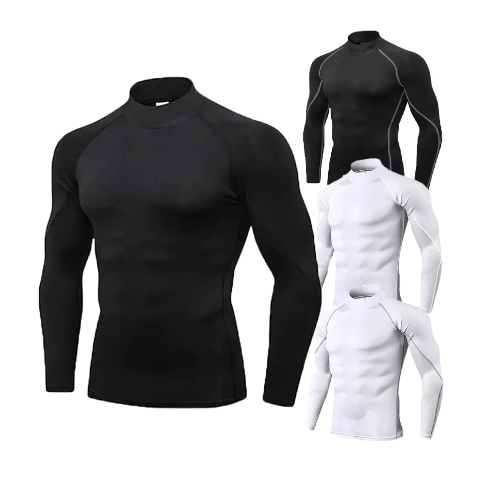 Men's Turtleneck Quick dry Long-Sleeved Compression Long Sleeved