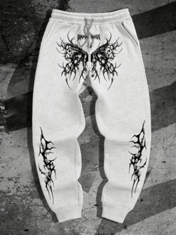 Featuring dark style printed sports pants, men's and women's street fashion pants, autumn and winter casual youth sports jogging - ALMASTRONG