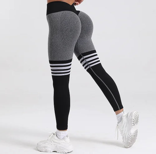 Women V Back Line Leggings Gym Fitness Athletic Workout Elastic