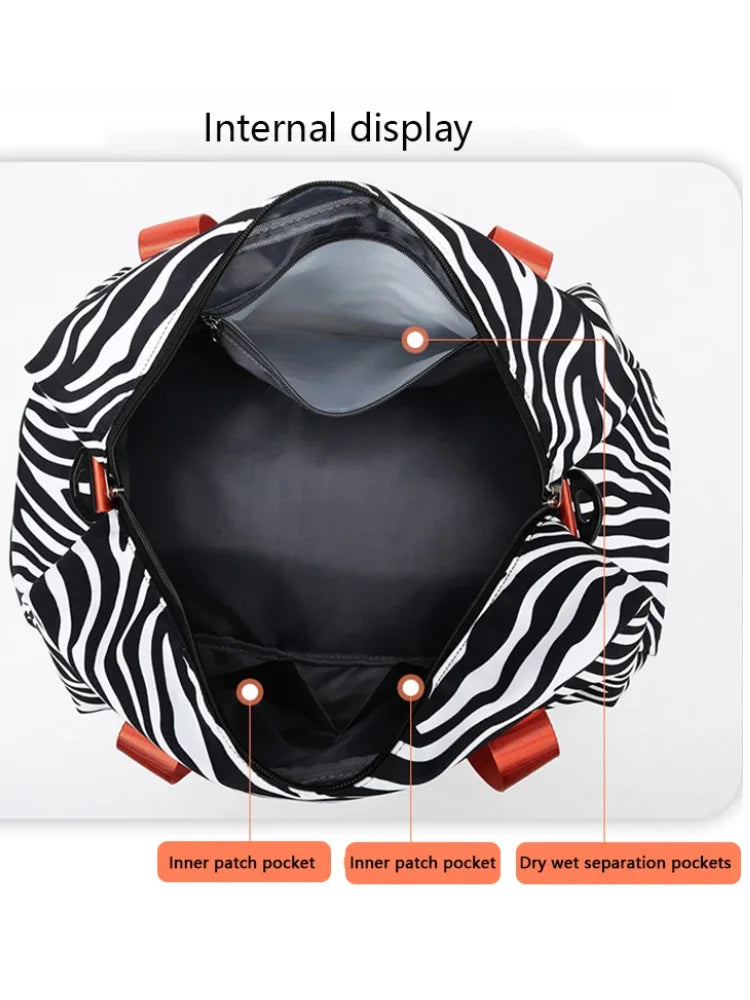 Spacious & Durable Women's Carry-On Travel Bag with Animal Print Nylon