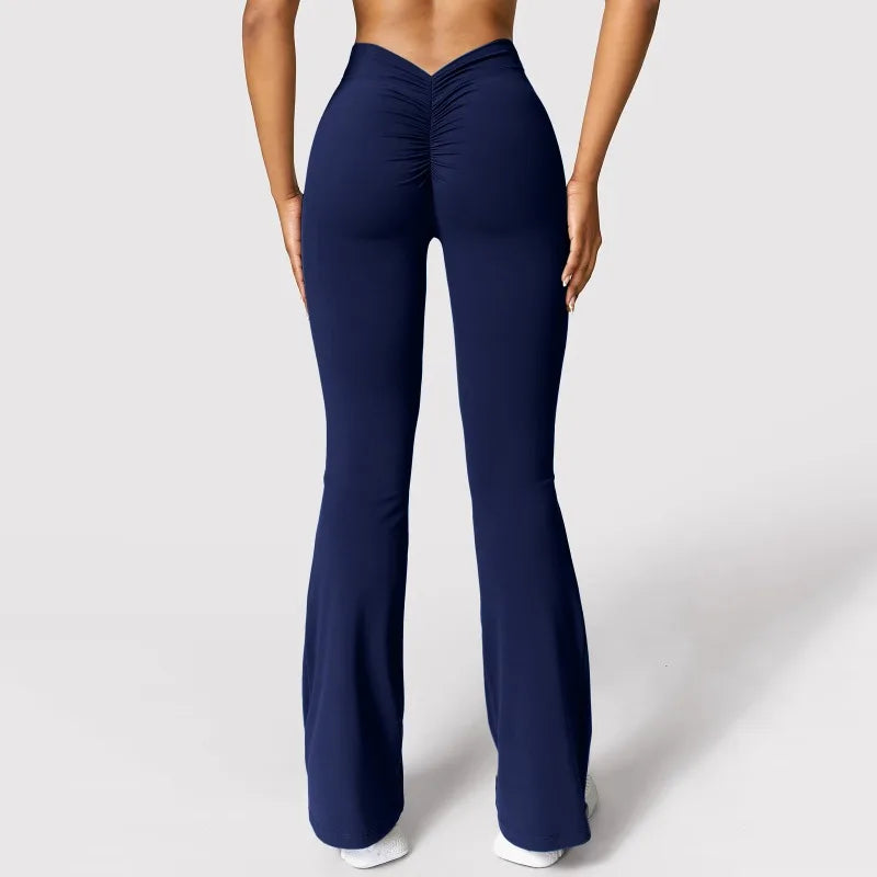 Sexy Yoga Flare Pants Women V-Cut Waist High Waist Push Up Butt
