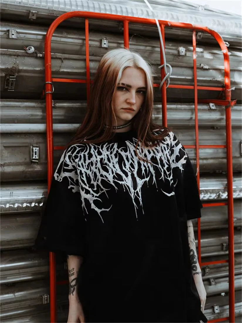 ALMASTRONG Gothic Print T-Shirt – Trendy Casual Tee for Men & Women